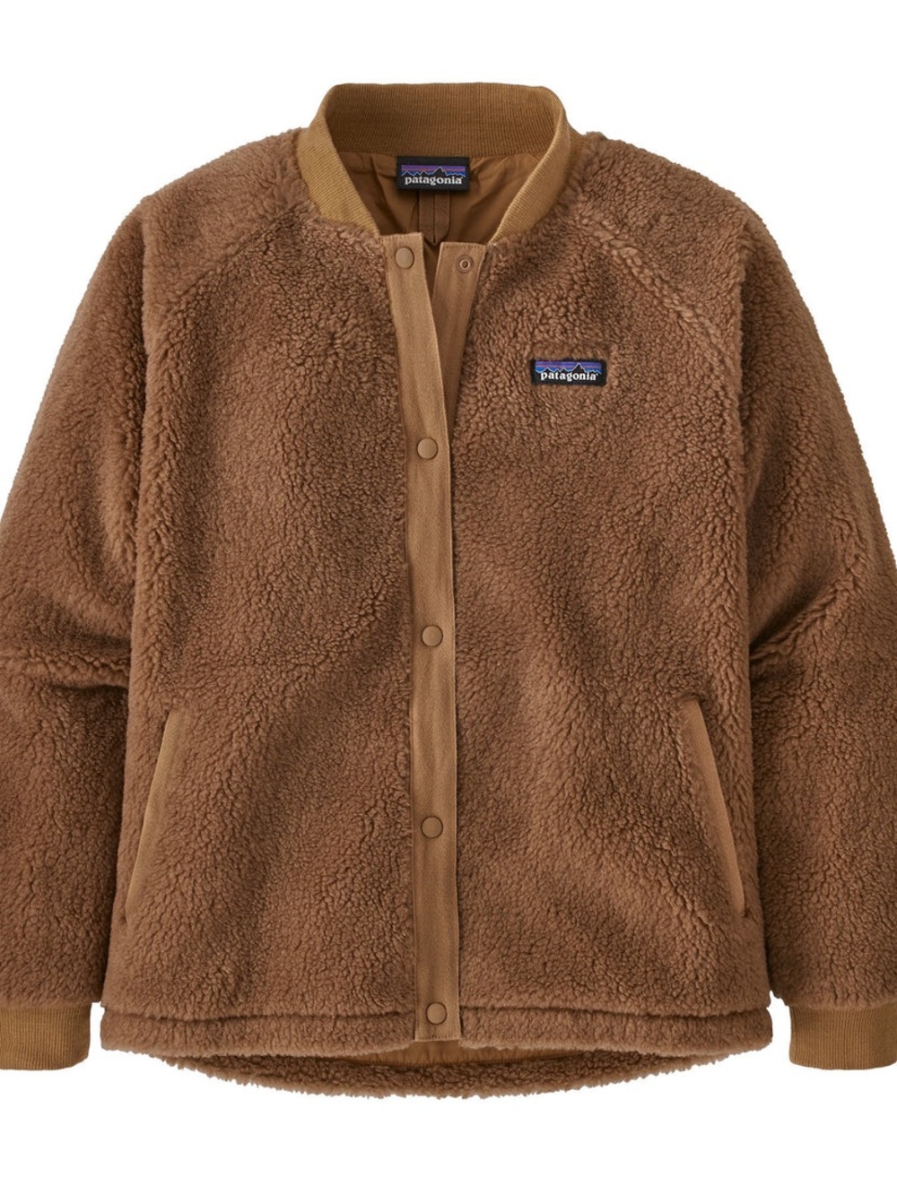 Patagonia Brown Fleece Snap-Front Bomber Jacket